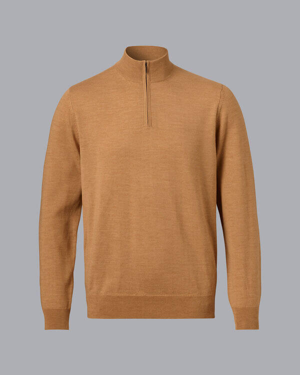 Merino Quarter Zip Sweater - Gold